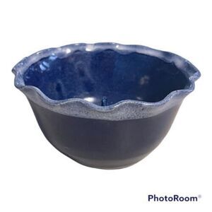 Vintage Blue Ridge Blue Pottery Apple Baker Ring Holder Trinket Dish Bowl Signed